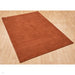 York Modern Plain Textured Subtle Ribbed Stripe Contrast Smooth Border Hand-Woven Wool Terracotta Rug