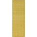 York Modern Plain Textured Subtle Ribbed Stripe Contrast Smooth Border Hand-Woven Wool Yellow Rug