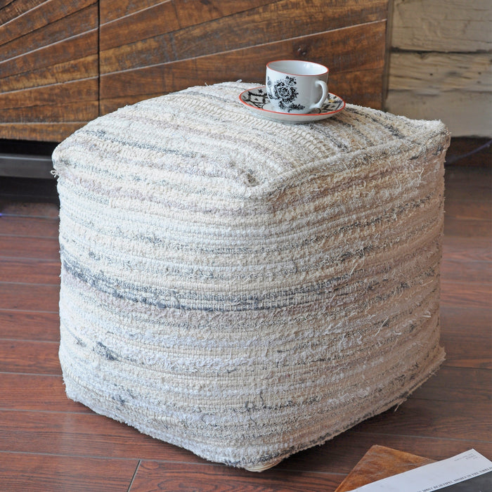 Zackary Pouf Hand-Woven Recycled Cotton Fabric 50cm