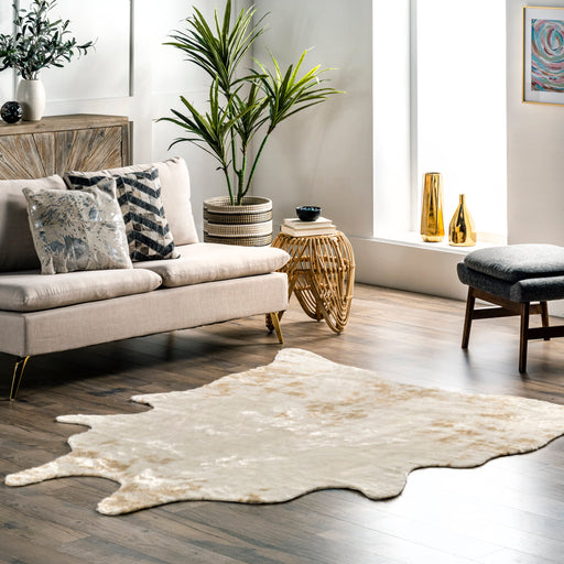 Zahara Washable Cowhide Rug Off White 120x180 cm