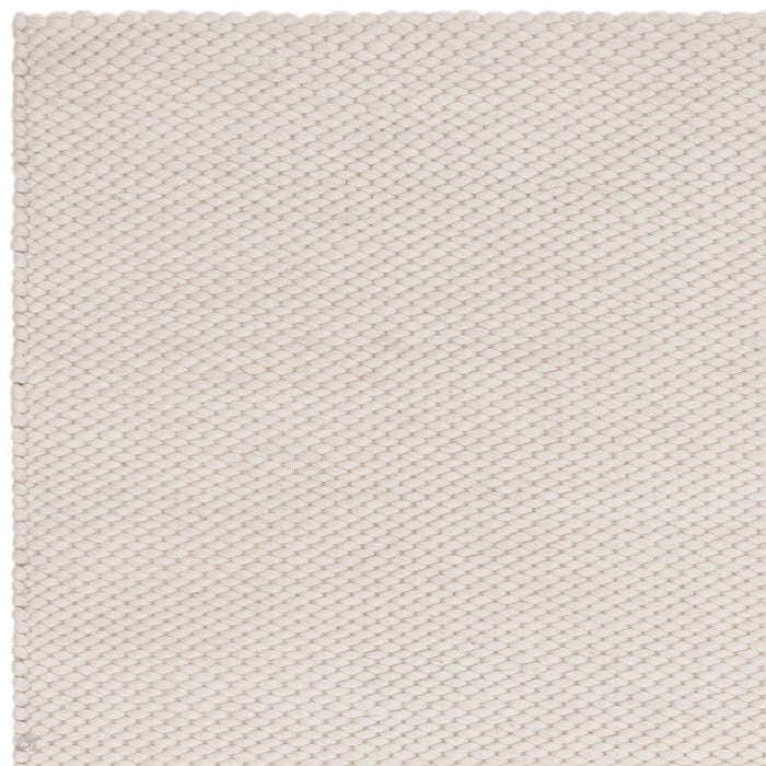 Zander Modern Plain Hand-Woven Heavy-Weight Chunky Textured Weave Space-Dyed Wool Mix Flatweave Ivory Rug