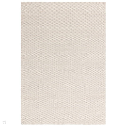 Zander Modern Plain Hand-Woven Heavy-Weight Chunky Textured Weave Space-Dyed Wool Mix Flatweave Ivory Rug