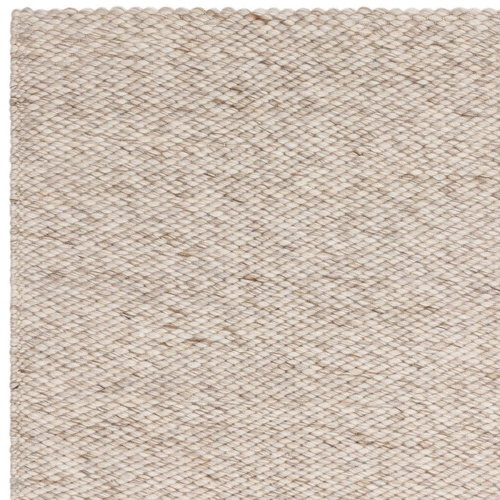 Zander Modern Plain Hand-Woven Heavy-Weight Chunky Textured Weave Space-Dyed Wool Mix Flatweave Oyster/Natural Rug