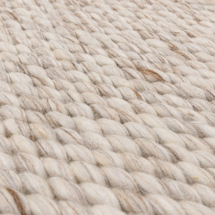 Zander Modern Plain Hand-Woven Heavy-Weight Chunky Textured Weave Space-Dyed Wool Mix Flatweave Oyster/Natural Rug