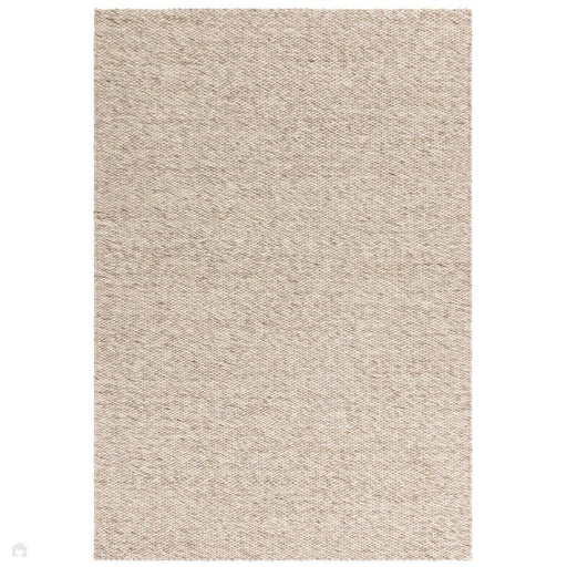 Zander Modern Plain Hand-Woven Heavy-Weight Chunky Textured Weave Space-Dyed Wool Mix Flatweave Oyster/Natural Rug