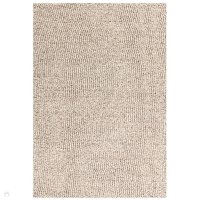 Zander Modern Plain Hand-Woven Heavy-Weight Chunky Textured Weave Space-Dyed Wool Mix Flatweave Oyster/Natural Rug