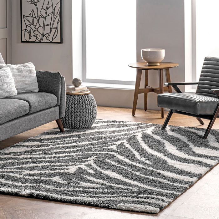 Zebra Print Area Rug 160x230 cm in Off White