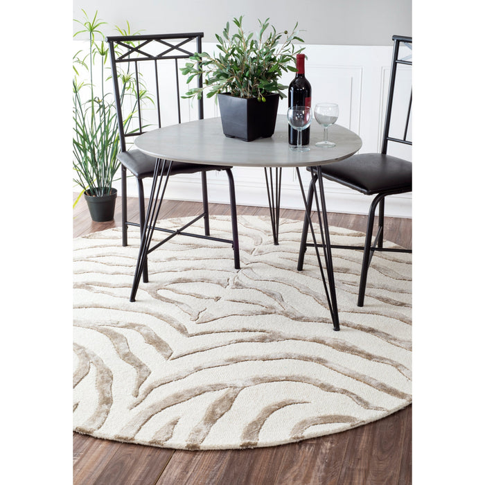 Zebra Print Wool Rug In Grey For Contemporary Home Decor