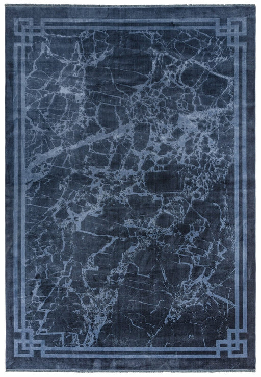 Zehraya ZE02 Ink Blue Border Rug