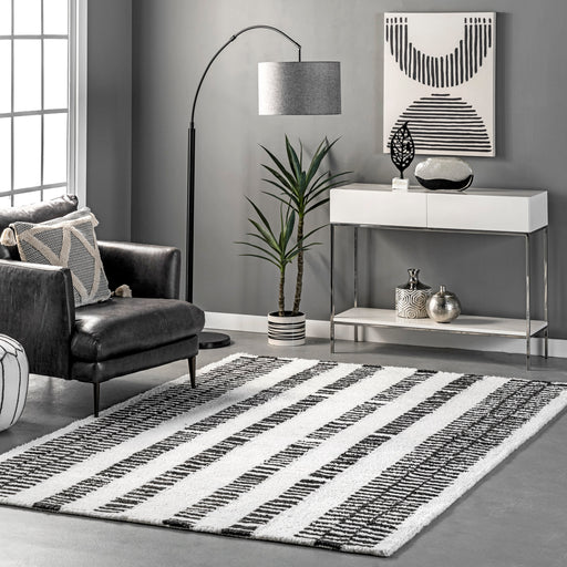 Zelda Grey Striped Area Rug 150x230 cm