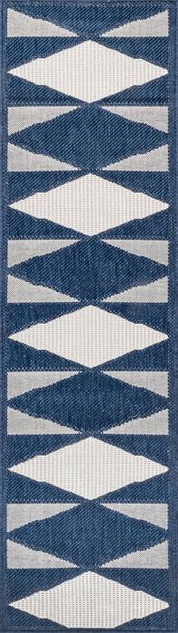 Ziggy Diamonds Area Rug 140x200 cm Navy Indoor Outdoor