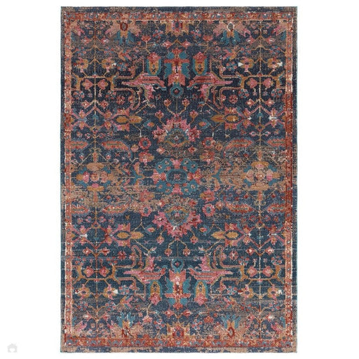 Zola Evin Traditional Persian Hi-Low Textured Pink/Turquoise Blue/Orange/Yellow/Cream/Multicolour Rug