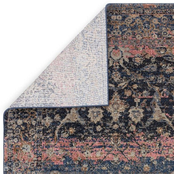 Zola Fasa Traditional Persian Ornate Floral Hi-Low Textured Charcoal/Orange/Blue/Pink/Tan/Multicolour Rug