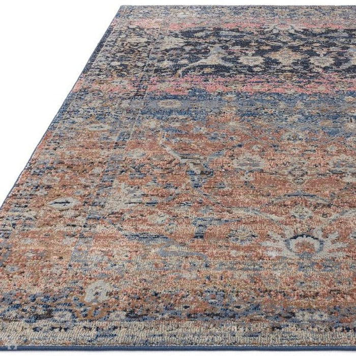 Zola Fasa Traditional Persian Ornate Floral Hi-Low Textured Charcoal/Orange/Blue/Pink/Tan/Multicolour Rug