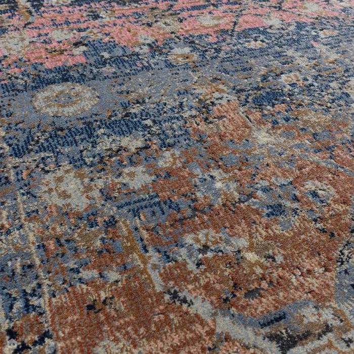 Zola Fasa Traditional Persian Ornate Floral Hi-Low Textured Charcoal/Orange/Blue/Pink/Tan/Multicolour Rug