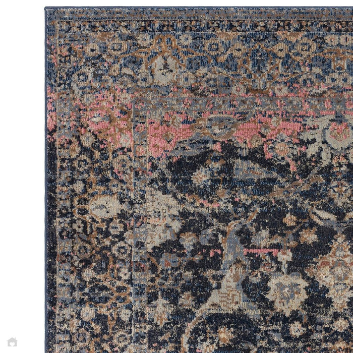 Zola Fasa Traditional Persian Ornate Floral Hi-Low Textured Charcoal/Orange/Blue/Pink/Tan/Multicolour Rug