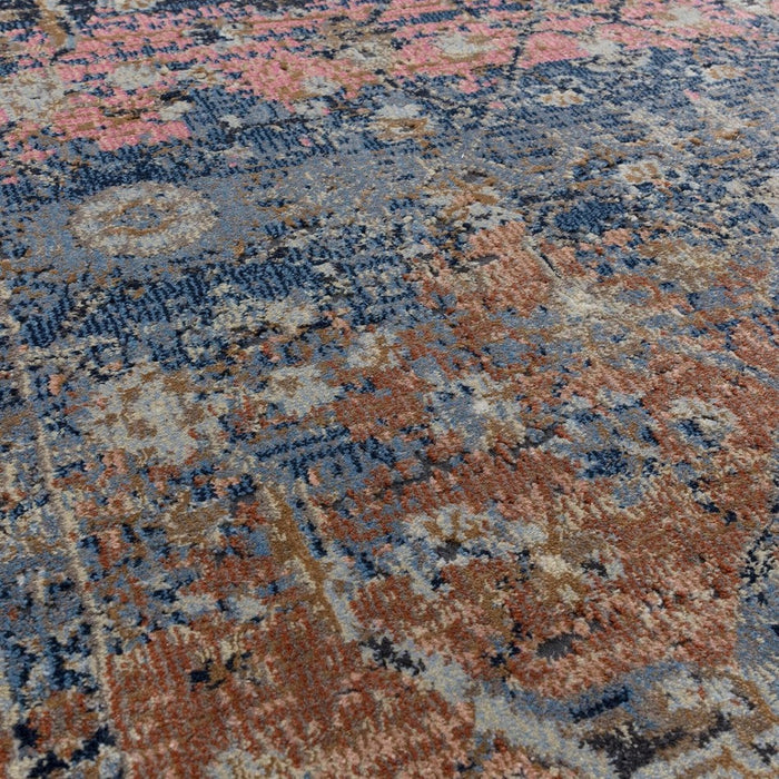 Zola Fasa Traditional Persian Ornate Floral Hi-Low Textured Charcoal/Orange/Blue/Pink/Tan/Multicolour Rug