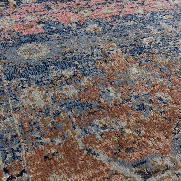 Zola Fasa Traditional Persian Ornate Floral Hi-Low Textured Charcoal/Orange/Blue/Pink/Tan/Multicolour Rug