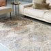 Zola Lisar Traditional Persian Vintage Distressed Ombre Hi-Low Textured Beige/Blue/Silver/Natural Rug