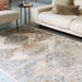 Zola Lisar Traditional Persian Vintage Distressed Ombre Hi-Low Textured Beige/Blue/Silver/Natural Rug