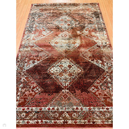 Zola Tark Παραδοσιακά περσικά σύνορα Hi-Low Textured Rust/Pink/Cream/Tan Rug 155 x 230 cm