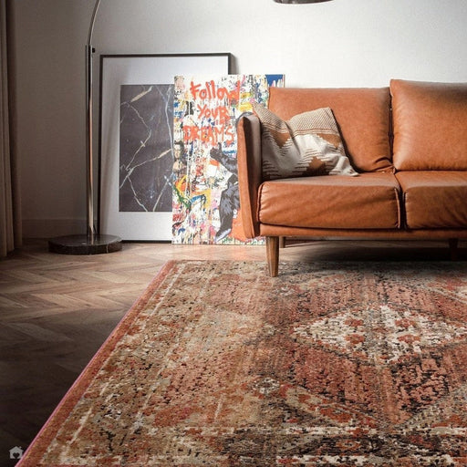 Zola Tark Παραδοσιακά περσικά σύνορα Hi-Low Textured Rust/Pink/Cream/Tan Rug 155 x 230 cm