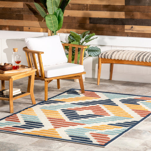 Zyla Multicolor Skipping Stripes Area Rug for Indoor Outdoor Use