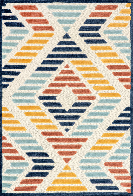 Zyla Multicolor Skipping Stripes Area Rug for Indoor Outdoor Use