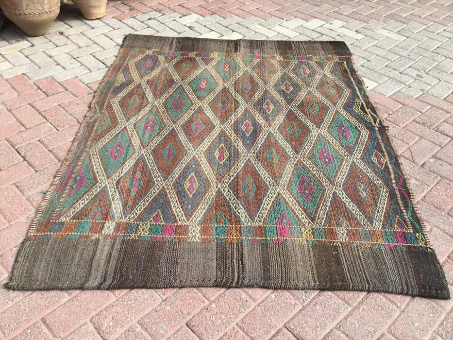 Vintage Handwoven Wool Rug 183cm x 145cm Central Turkey